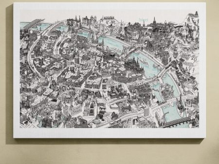 Budapest Hand-drawn 3D Map - Black and White Sale