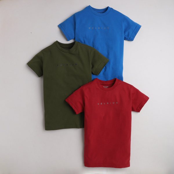 Kids  T-Shirts Pack of 3 - DIAMOND BLUE | MAY FLY | DEEP CLARET Discount