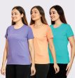 Women s Pack of 3 T-Shirts - CORAL REEF | BLUE ATOLL | BLEACH PURPLE Online