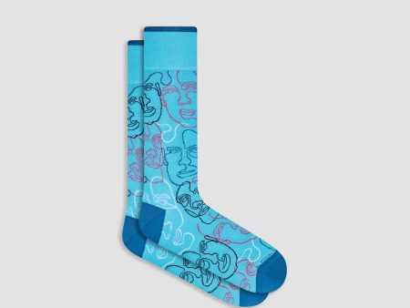 Abstract Faces Mid-Calf Socks Supply