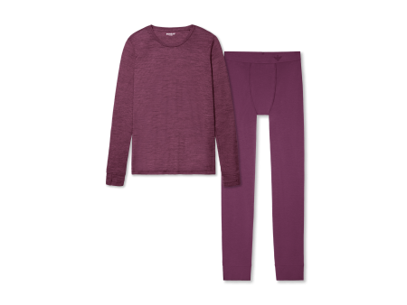 Women s Merino Long Sleeve T-Shirt & Cotton Modal Long Underwear 2-Pack Hot on Sale