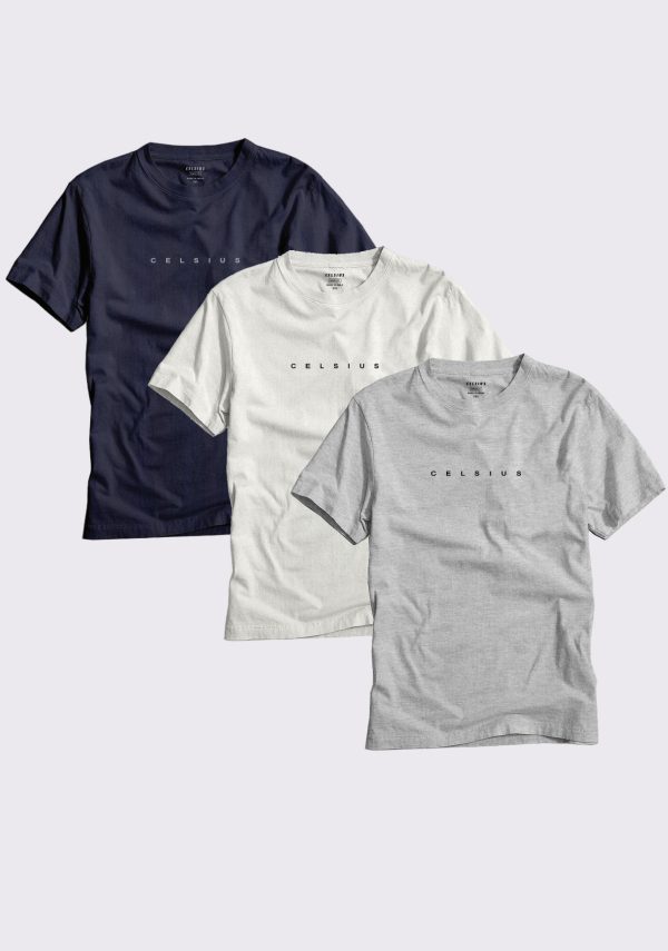 Men s Pack of 3 T-Shirts - BLACK | A.WHITE | GREY HEATHER on Sale