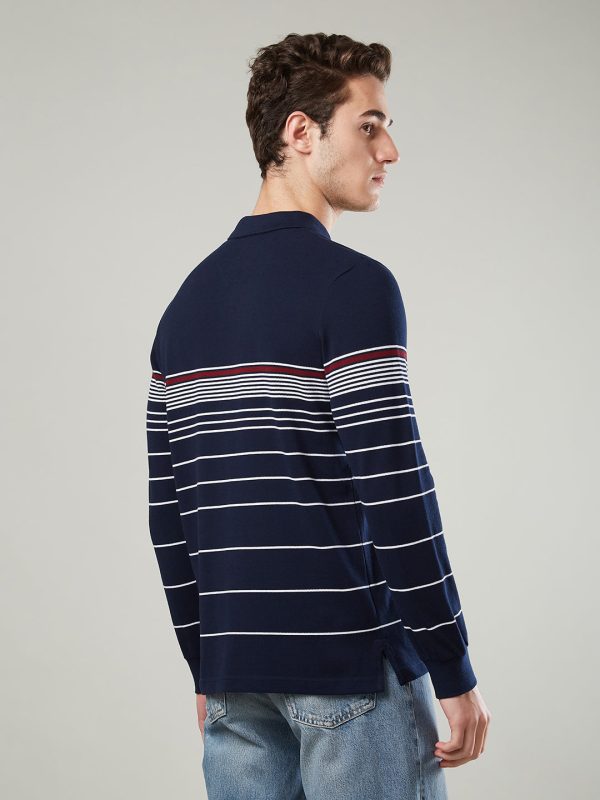 Men s Long-Sleeve Striped Piqué Polo Shirt Online Sale