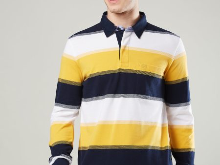 Men s Full Sleeve Striped Rugby Polo For Discount