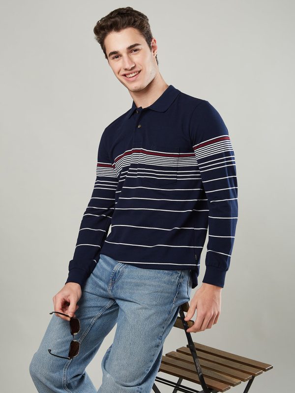 Men s Long-Sleeve Striped Piqué Polo Shirt Online Sale