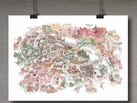 Budapest Art Map - Autumn Colors Sale