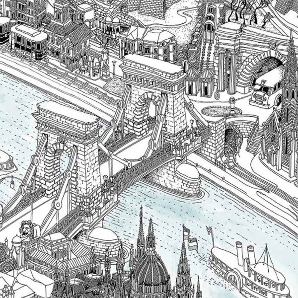 Budapest Art Map - Black and White For Cheap