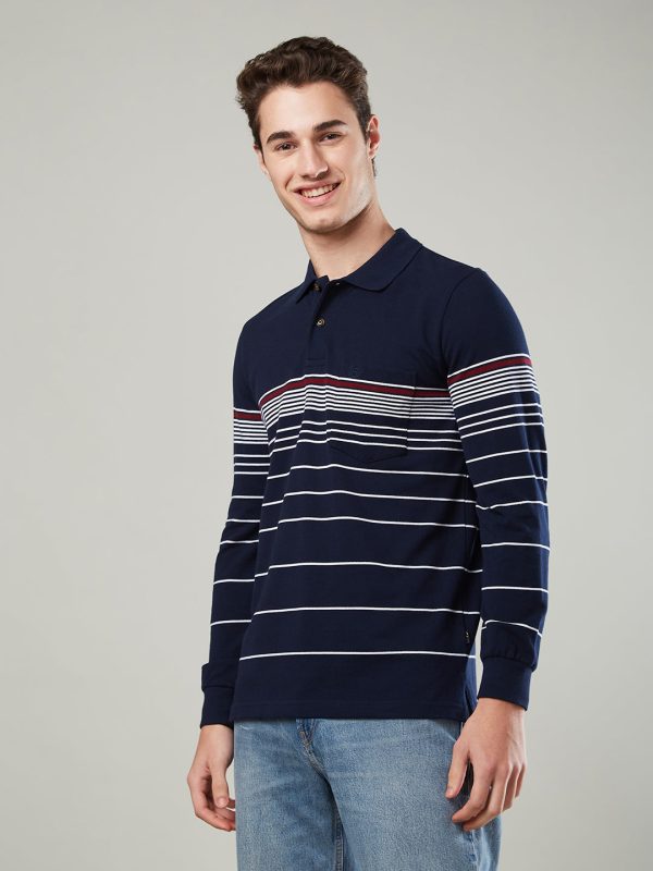 Men s Long-Sleeve Striped Piqué Polo Shirt Online Sale