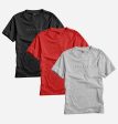 Men s Pack of 3 T-Shirts - BLACK | RED | GREY HEATHER Discount