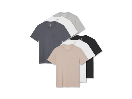 Men s Pima Cotton Pocket Crew Neck T-Shirt 6-Pack Online Hot Sale