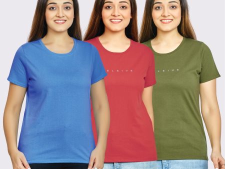 Women s Pack of 3 T-Shirts - DIAMOND BLUE | MAY FLY | DEEP CLARET Online now