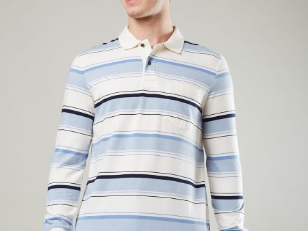 Men’s Long Sleeve Single Jersey Striped Polo Shirt For Sale