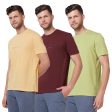 Men s Pack of 3 T-Shirts - Buff Yellow Heather | Beetroot Heather | Lettuce Heather Cheap