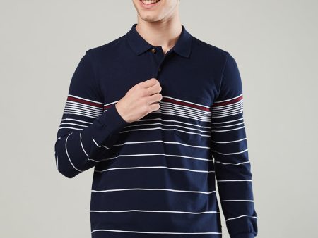 Men s Long-Sleeve Striped Piqué Polo Shirt Online Sale