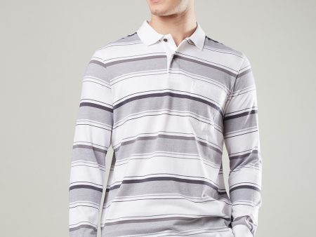 Men’s Long Sleeve Single Jersey Striped Polo Shirt Online Hot Sale