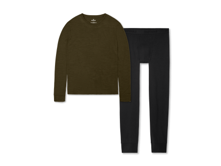 Men s Merino Long Sleeve T-Shirt & Cotton Modal Long Underwear 2-Pack Cheap