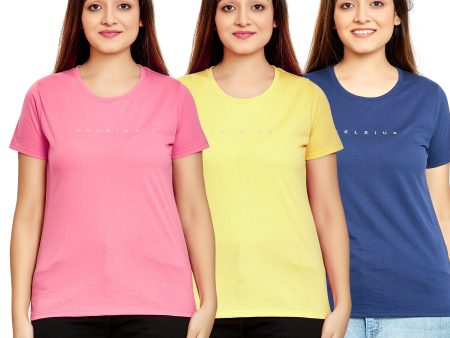 Women s Pack of 3 T-Shirts - MORNING GLORY | BANANA CREAM | MONACO BLUE Online now