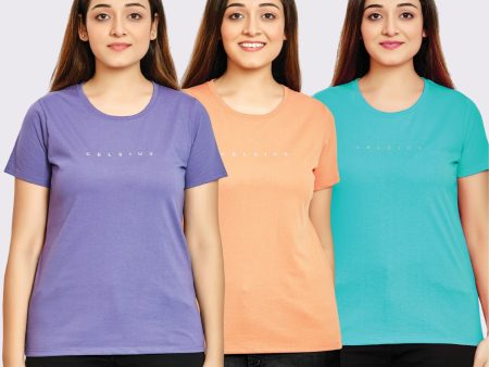 Women s Pack of 3 T-Shirts - CORAL REEF | BLUE ATOLL | BLEACH PURPLE Online