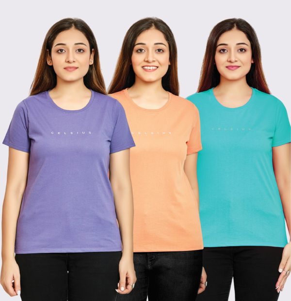 Women s Pack of 3 T-Shirts - CORAL REEF | BLUE ATOLL | BLEACH PURPLE Online