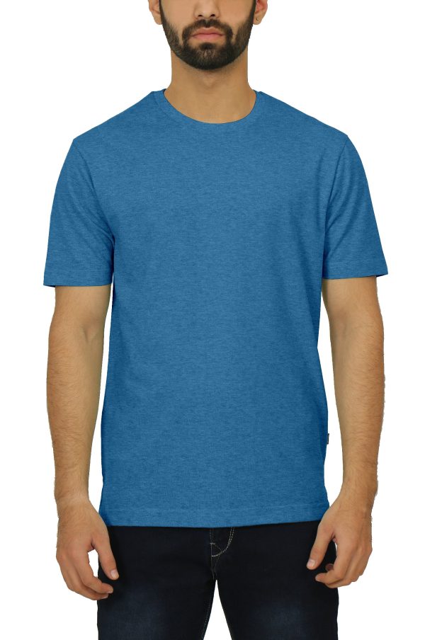 Men s Round Neck T-shirt - Indigo Heather For Cheap