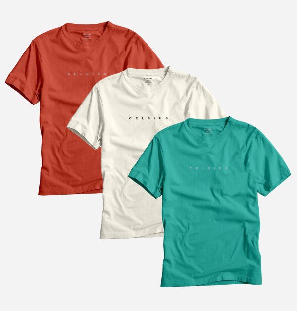 Men s Pack of 3 T-Shirts - Red Clay   Oatmeal Heather   Blue Grass on Sale