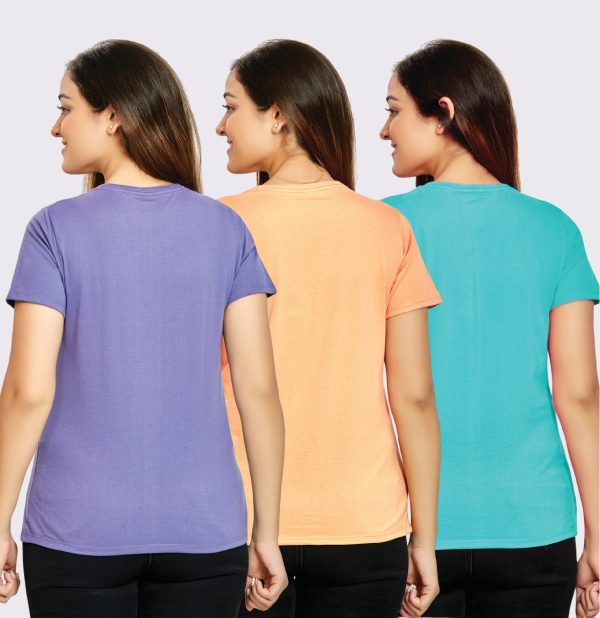 Women s Pack of 3 T-Shirts - CORAL REEF | BLUE ATOLL | BLEACH PURPLE Online