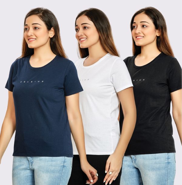 Women s Pack of 3 T-Shirts - NAVY | WHITE | BLACK Online