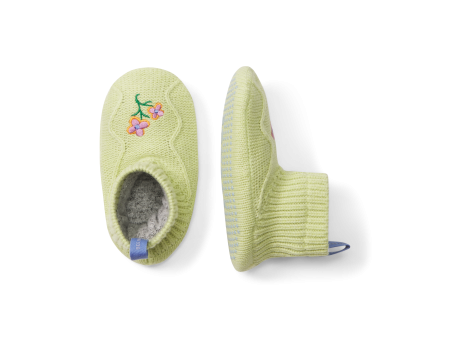 Toddler Cable-Knit Embroidered Gripper Slipper For Sale