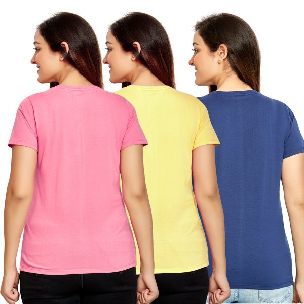 Women s Pack of 3 T-Shirts - MORNING GLORY | BANANA CREAM | MONACO BLUE Online now