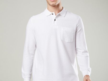 Men s Long-Sleeve Self-Jacquard Polo Discount