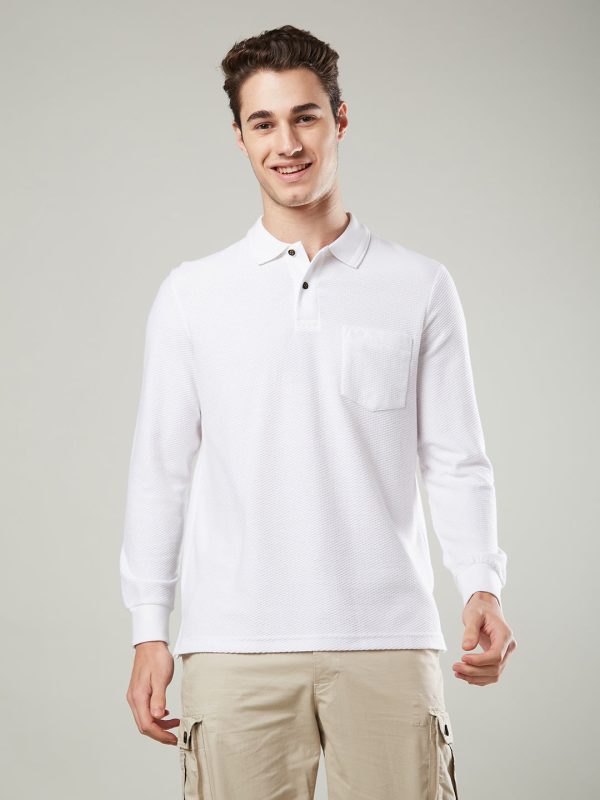 Men s Long-Sleeve Self-Jacquard Polo Discount