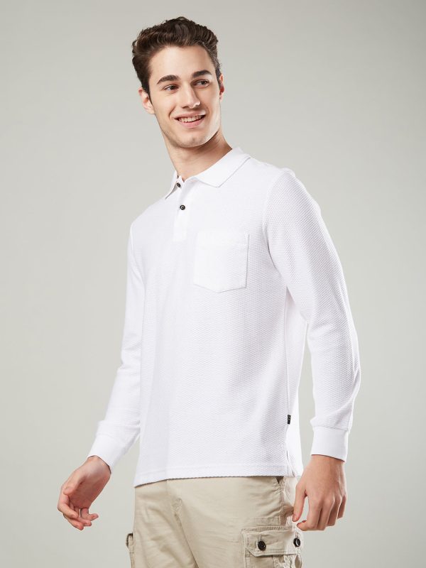 Men s Long-Sleeve Self-Jacquard Polo Discount