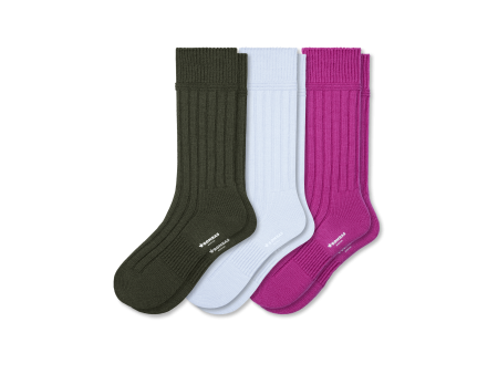 Men s Merino Cashmere Blend Rib Calf Sock 3-Pack on Sale