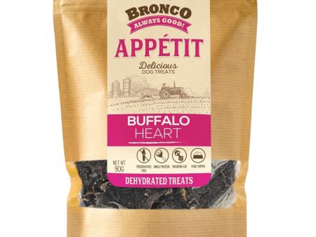 $4 OFF: Bronco Appetit Buffalo Heart Dehydrated Dog Treats 90g Fashion