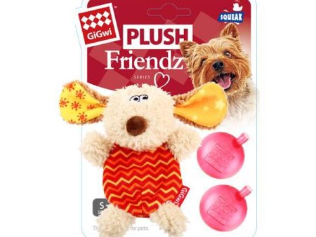 GiGwi Dog Plush Friendz With Refillable Squeaker Grey   Red Sale