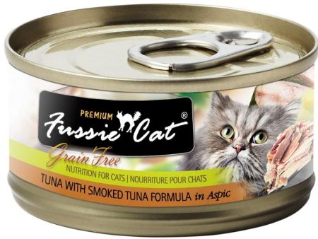 Fussie Cat Premium Grain Free Tuna with Smoked Tuna in Aspic Canned Cat Food Hot on Sale