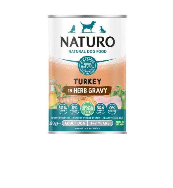 Naturo Adult Grain & Gluten Free Turkey in Herb Gravy 390g on Sale