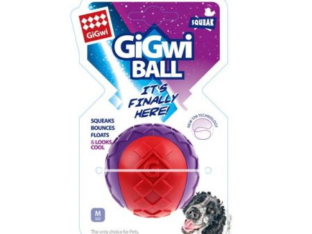 Gigwi Ball Squeaker Solid Red   Purple - Medium 1Pk For Sale